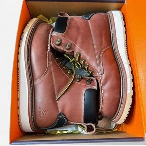Hisea Ningo Men’s 10M Steel Toe Work Boots Brown Oil & Slip Resistant Utility